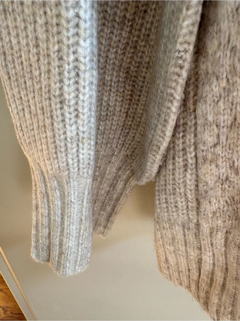 Liz Claiborne Cream Cable Knit Turtleneck Sweater with Side Buttons